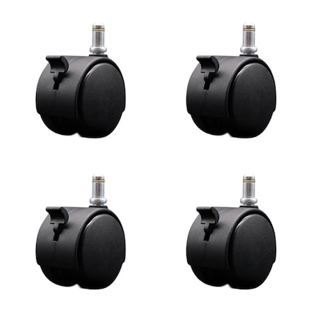Service Caster 2-3/8'' Chair Caster Twin Wheel with Brakes 7/16'' Grip Ring Stem , 4PK SCC-GR02S60-NYS-B-716-4